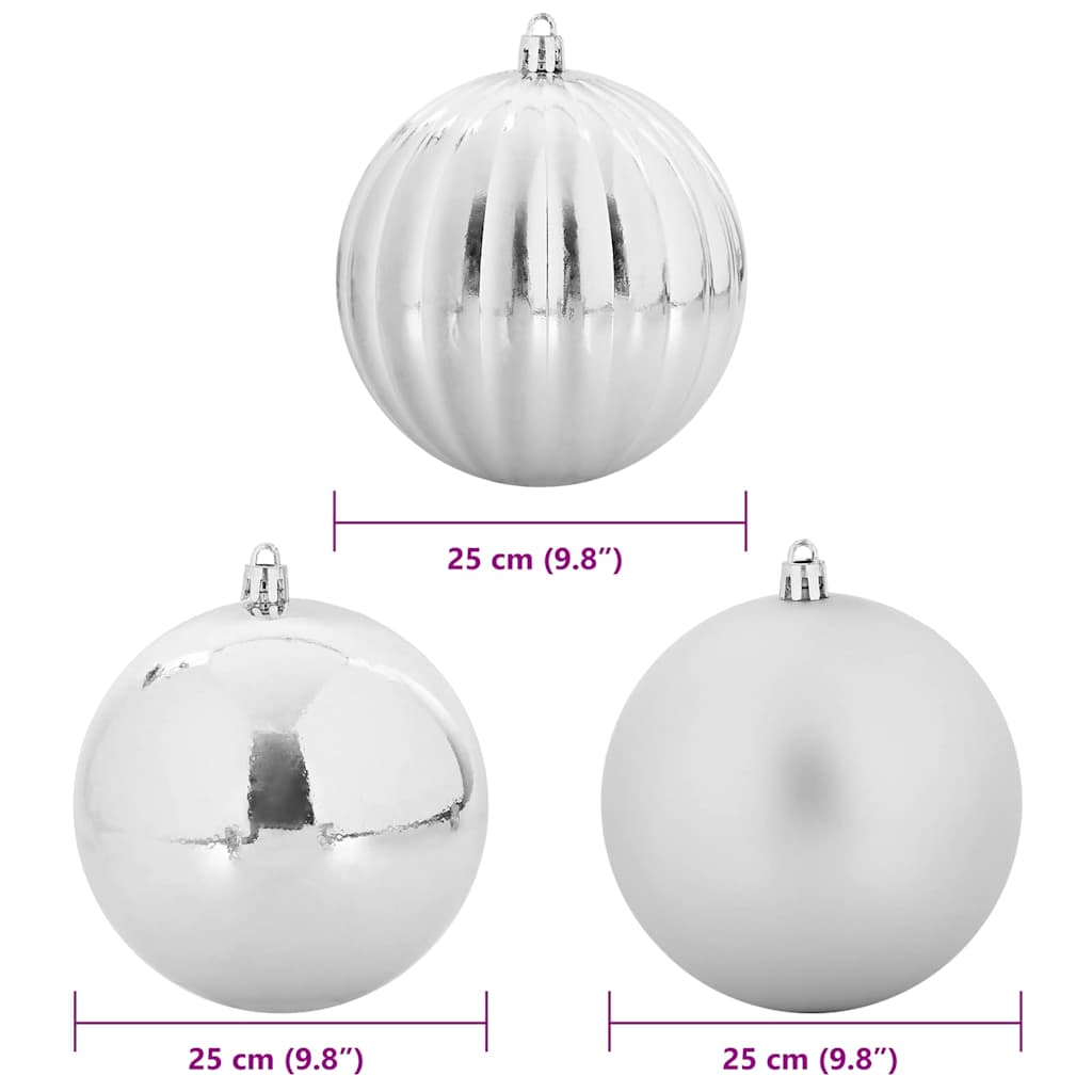 Christmas Bauble Set 3 pcs Silver Plastic