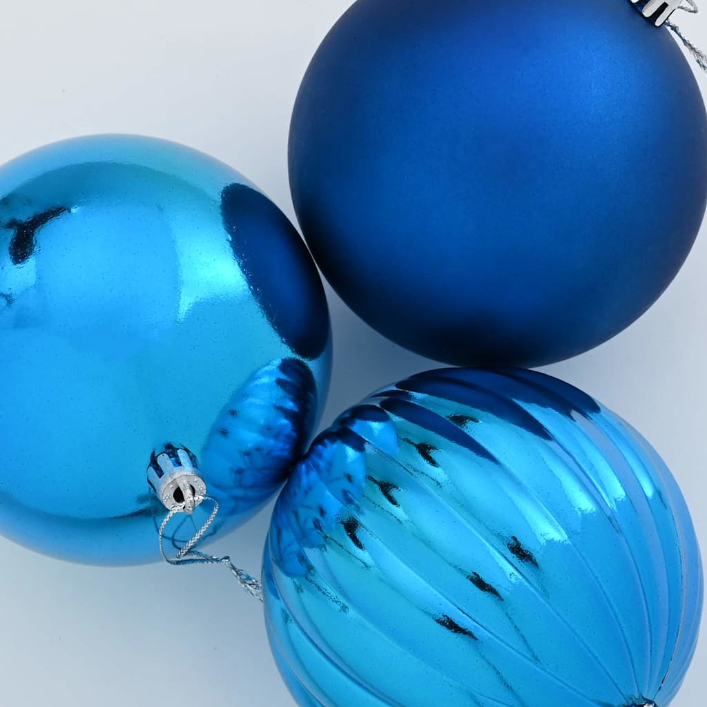 Christmas Bauble Set 3 pcs Blue Plastic