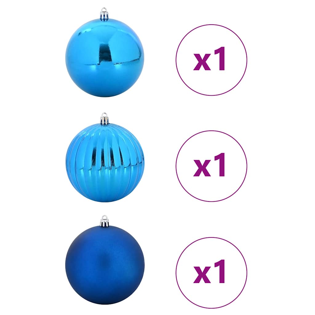 Christmas Bauble Set 3 pcs Blue Plastic
