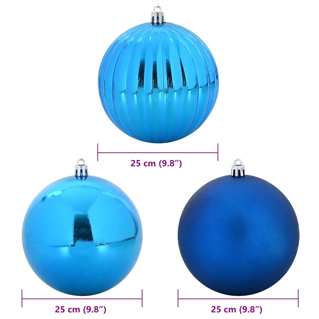 Christmas Bauble Set 3 pcs Blue Plastic