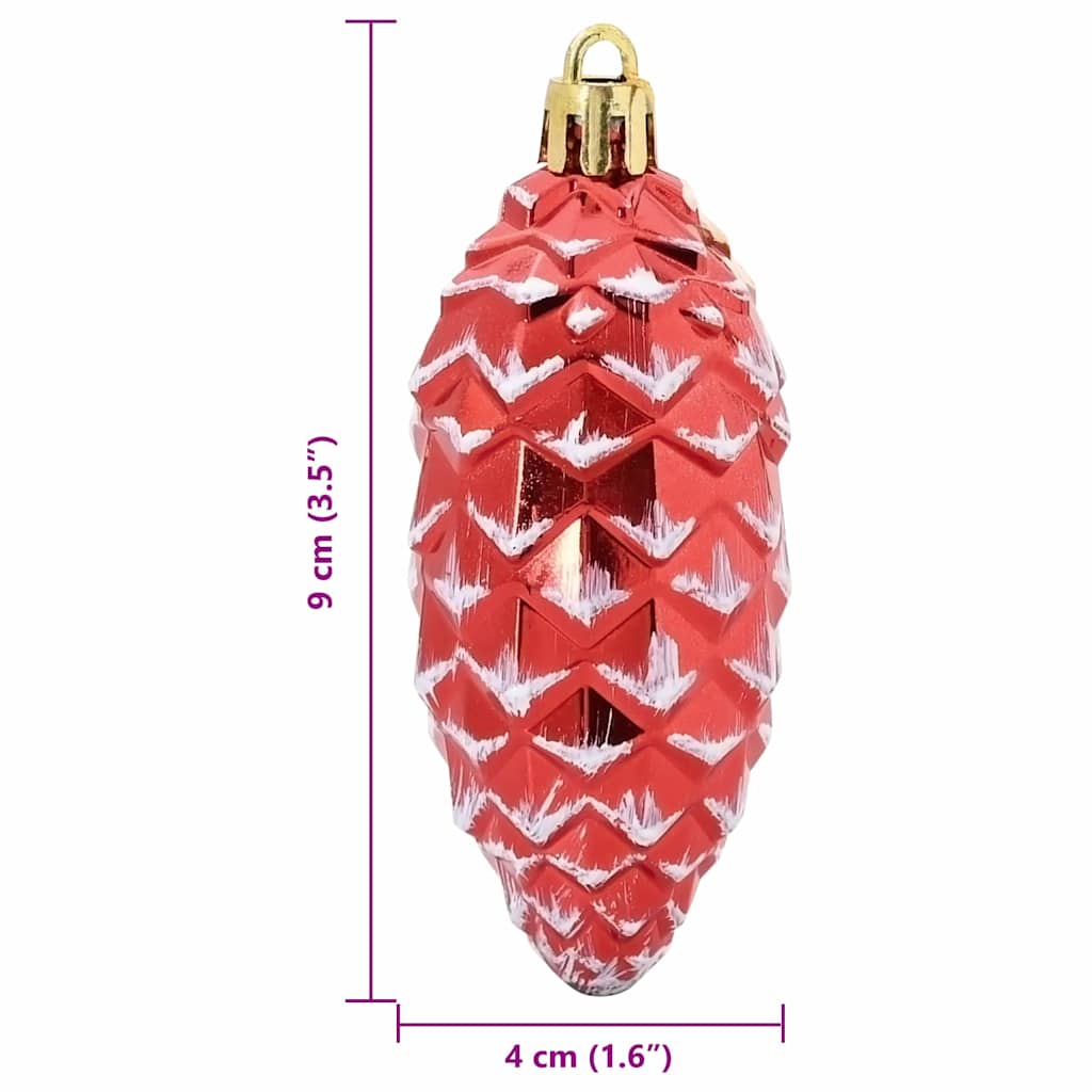 Christmas Pine Cone Ball 40 pcs Red Plastic