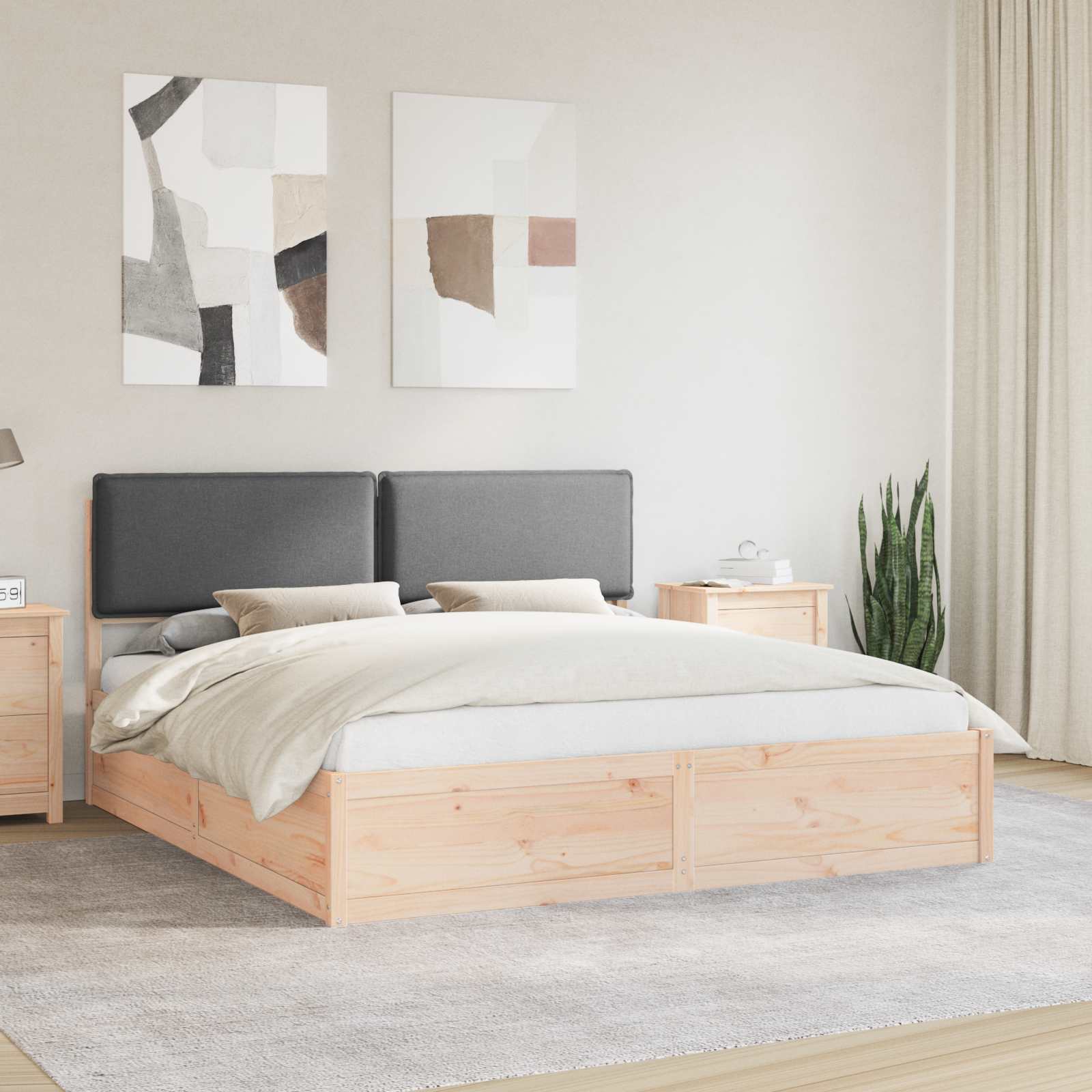 Bed Frame with Upholstered Headboard Dark Grey 180 x 200 cm