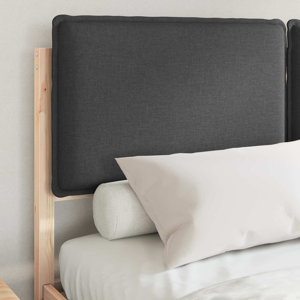 Bed Frame with Upholstered Headboard Dark Grey 135 x 190 cm