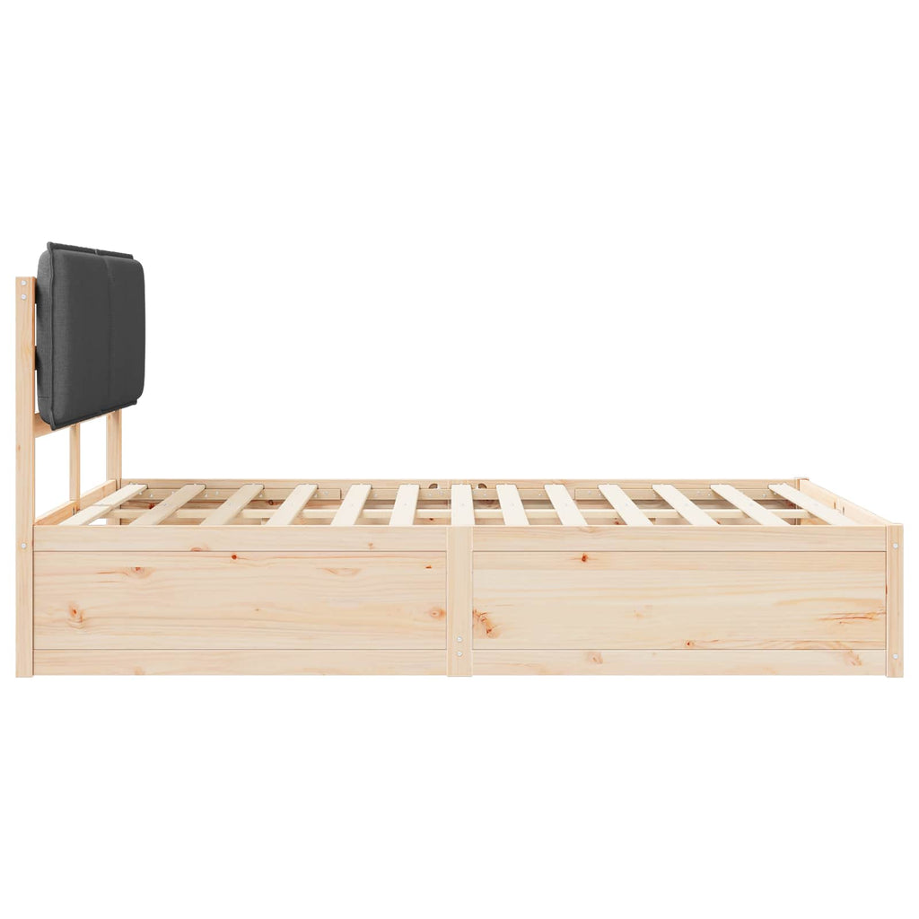 Bed Frame with Upholstered Headboard Dark Grey 135 x 190 cm