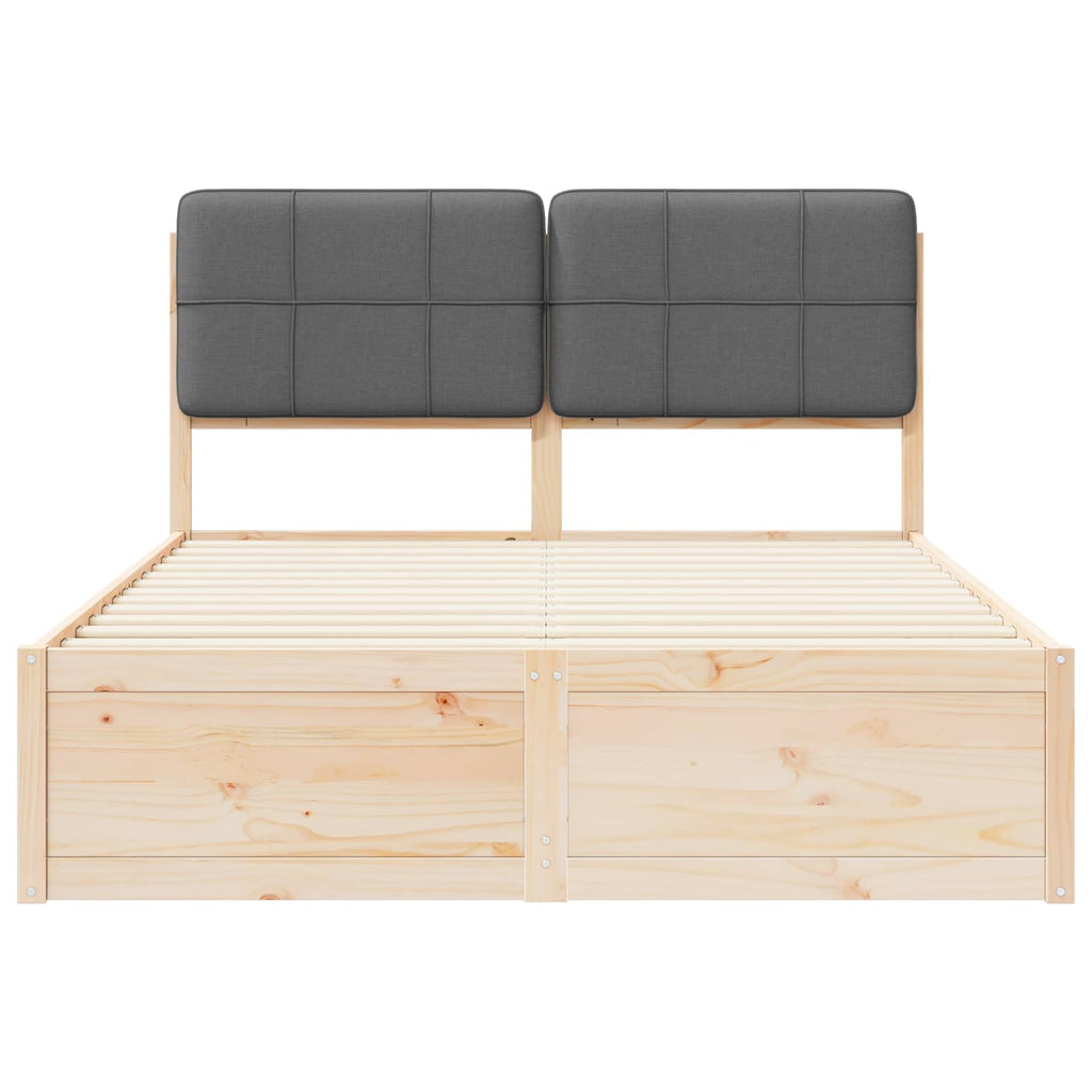 Bed Frame with Upholstered Headboard Dark Grey 150 x 200 cm
