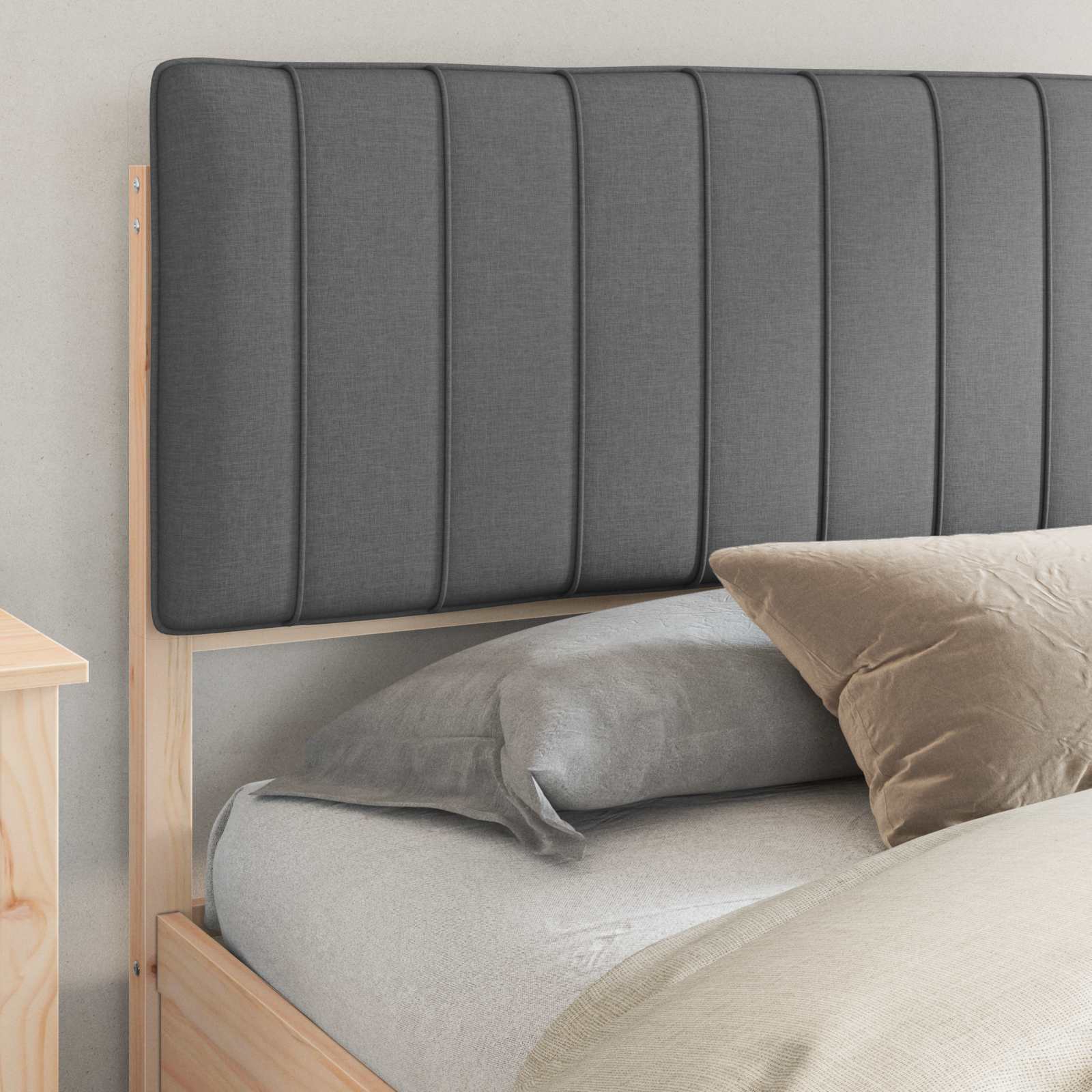 Bed Frame with Upholstered Headboard Dark Grey 180 x 200 cm