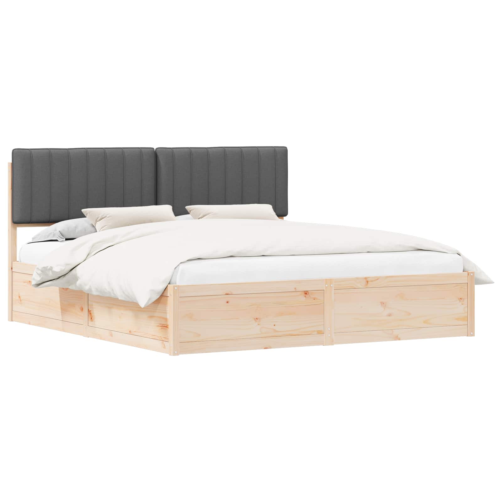 Bed Frame with Upholstered Headboard Dark Grey 180 x 200 cm