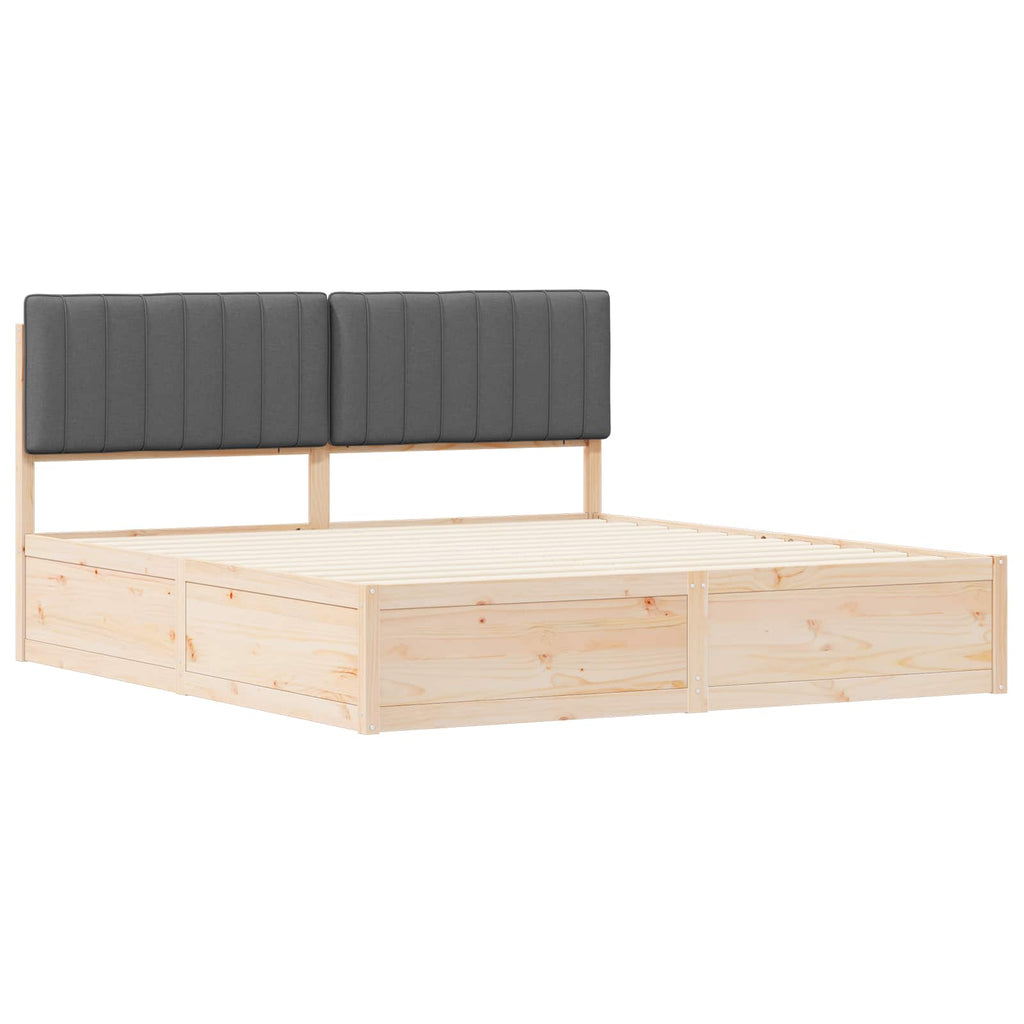 Bed Frame with Upholstered Headboard Dark Grey 180 x 200 cm