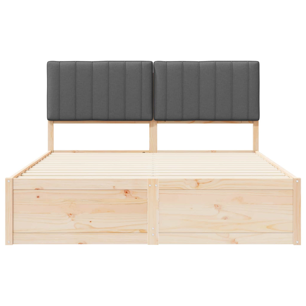 Bed Frame with Upholstered Headboard Dark Grey 150 x 200 cm