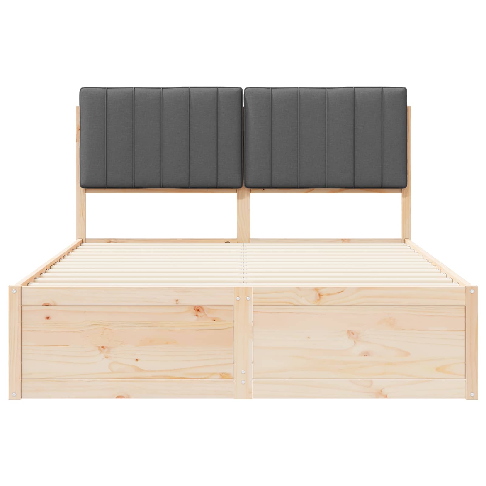 Bed Frame with Upholstered Headboard Dark Grey 135 x 190 cm