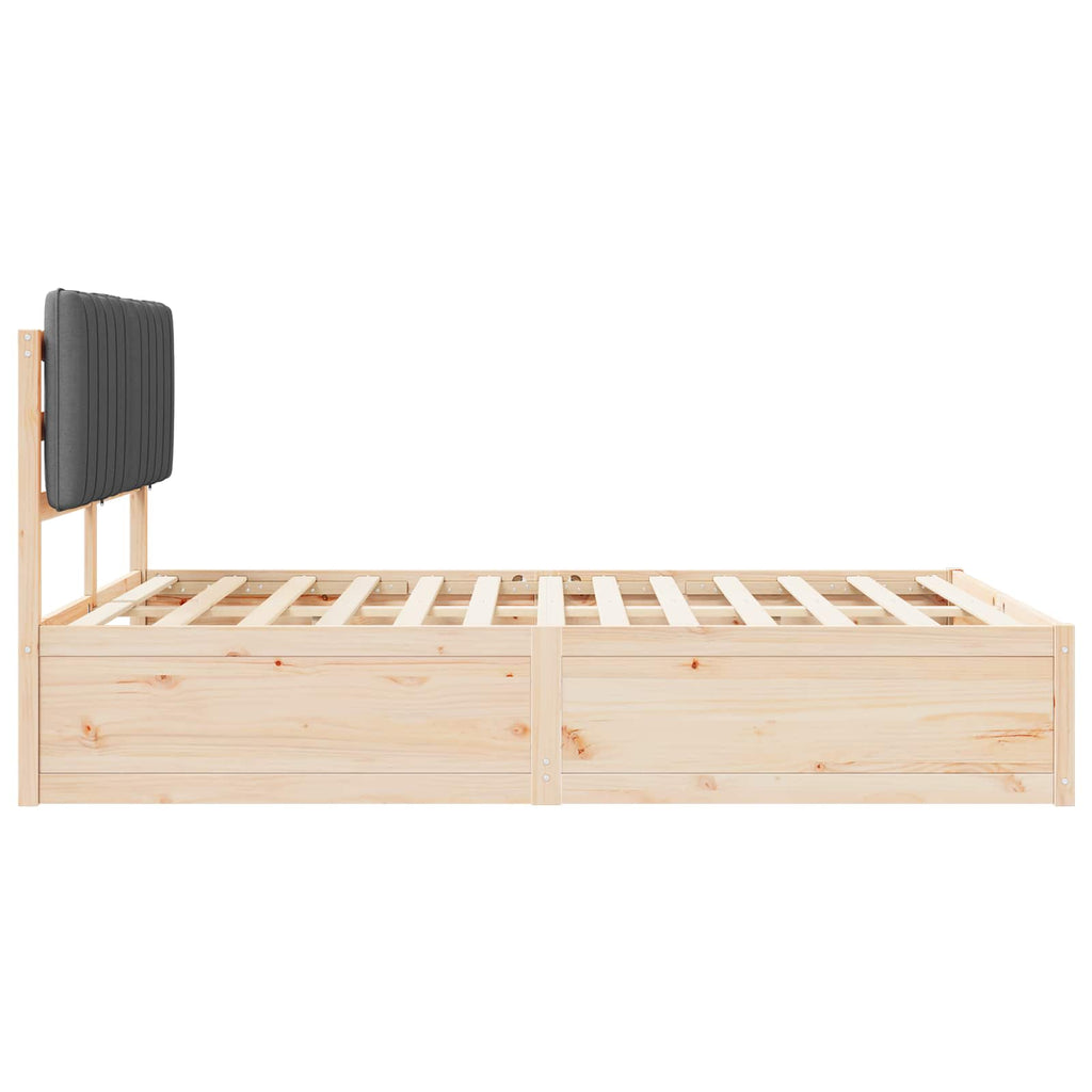 Bed Frame with Upholstered Headboard Dark Grey 135 x 190 cm