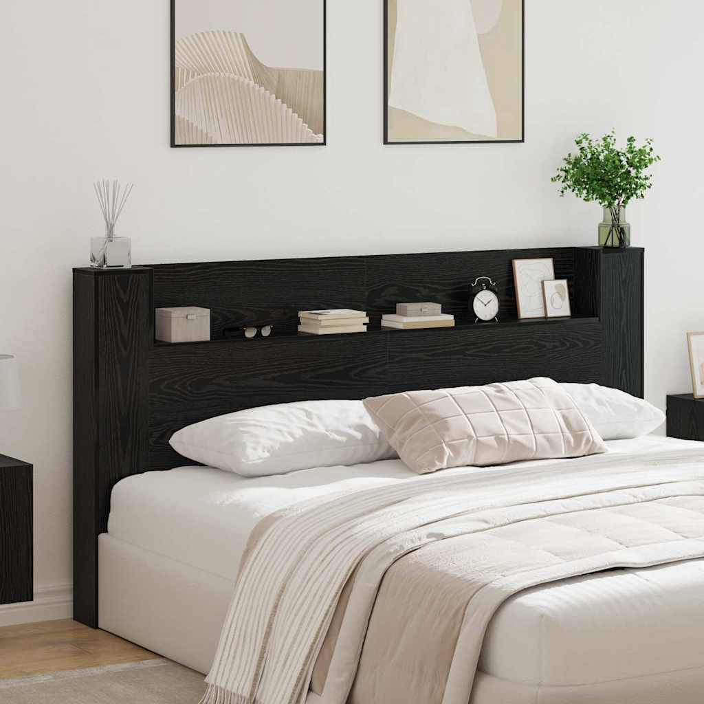 Headboard Black Oak 200 x 15 x 103.5 cm Engineered Wood