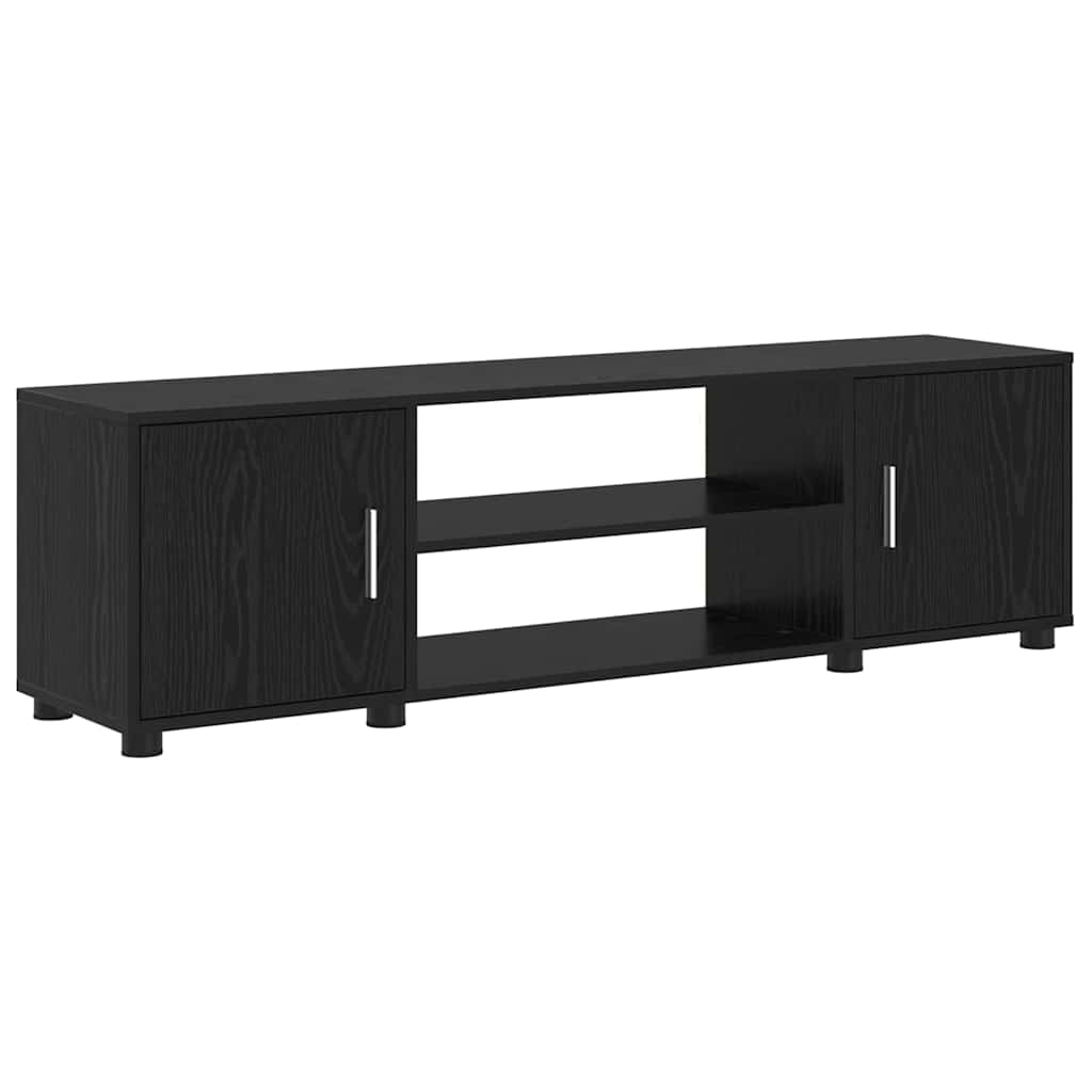 4 Piece TV Cabinet Set Wall-mounted Black oak Engineered wood