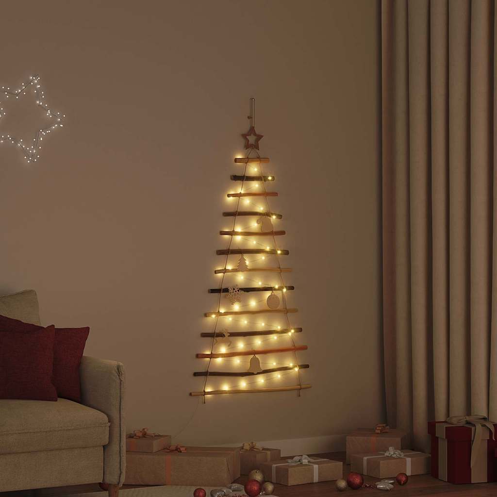 Christmas Tree with 50 LEDs Natural 120 cm Solid Ash wood