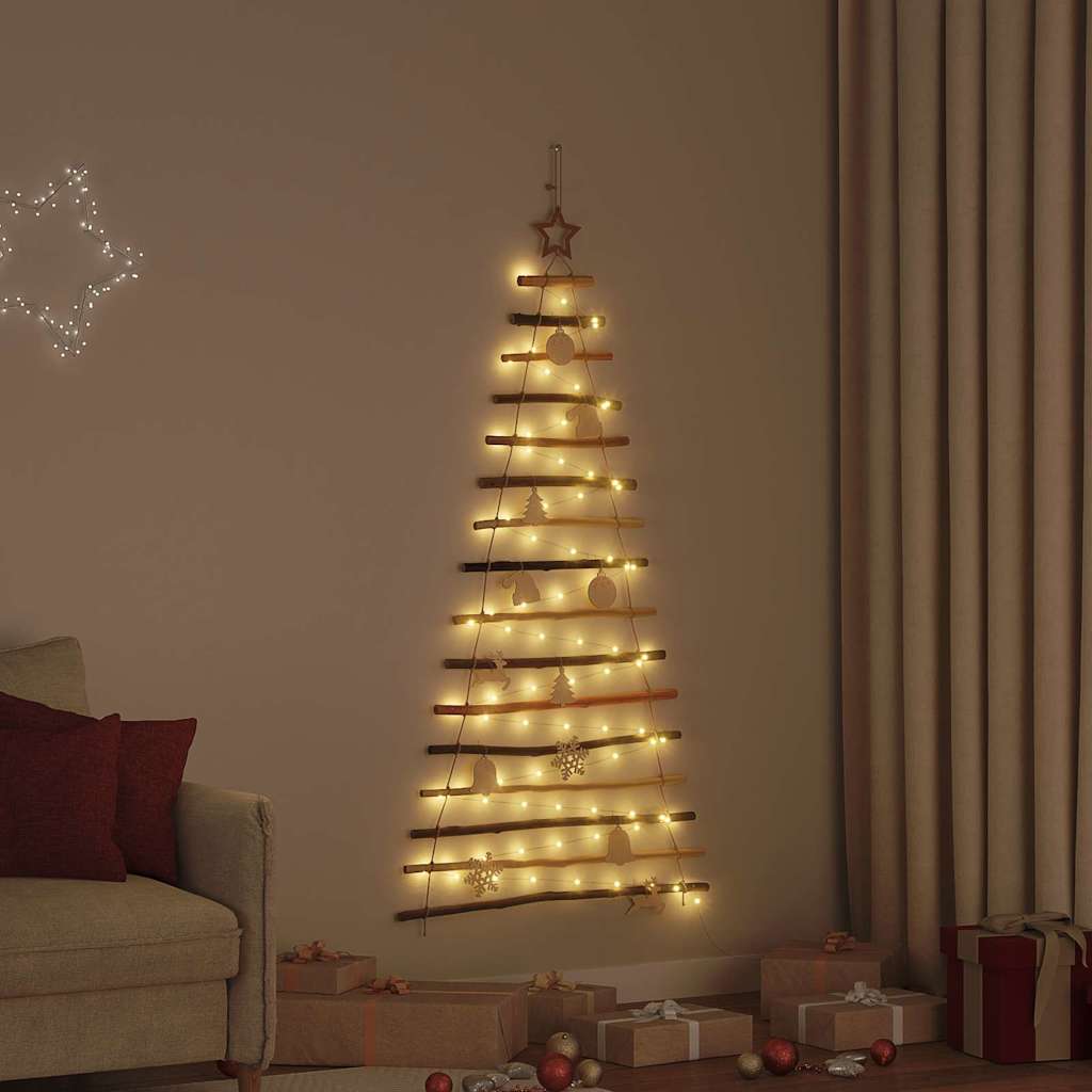Christmas Tree with 80 LEDs Natural 150 cm Solid Ash wood