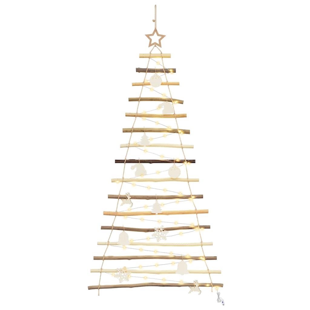 Christmas Tree with 80 LEDs Natural 150 cm Solid Ash wood