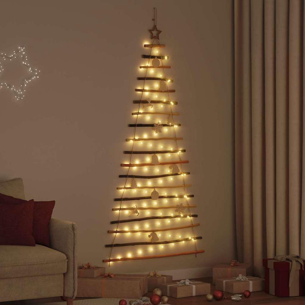Christmas Tree with 100 LEDs Natural 180 cm Solid Ash wood