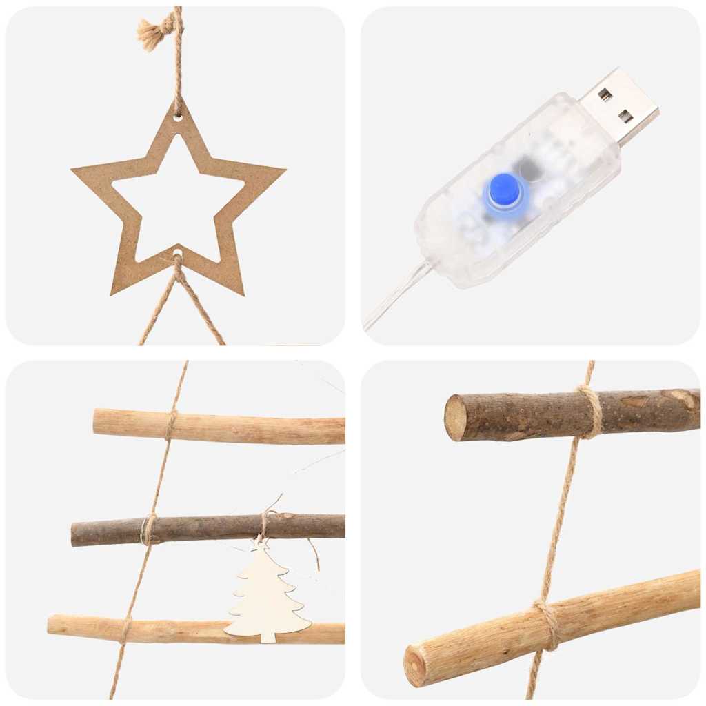 Christmas Tree with 130 LEDs Natural 210 cm Solid Ash wood