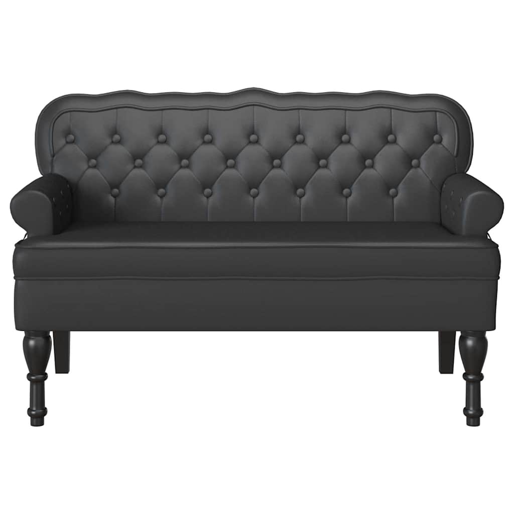 Chesterfield Bench Black 119.5 x 64.5 x 75 cm Faux Leather