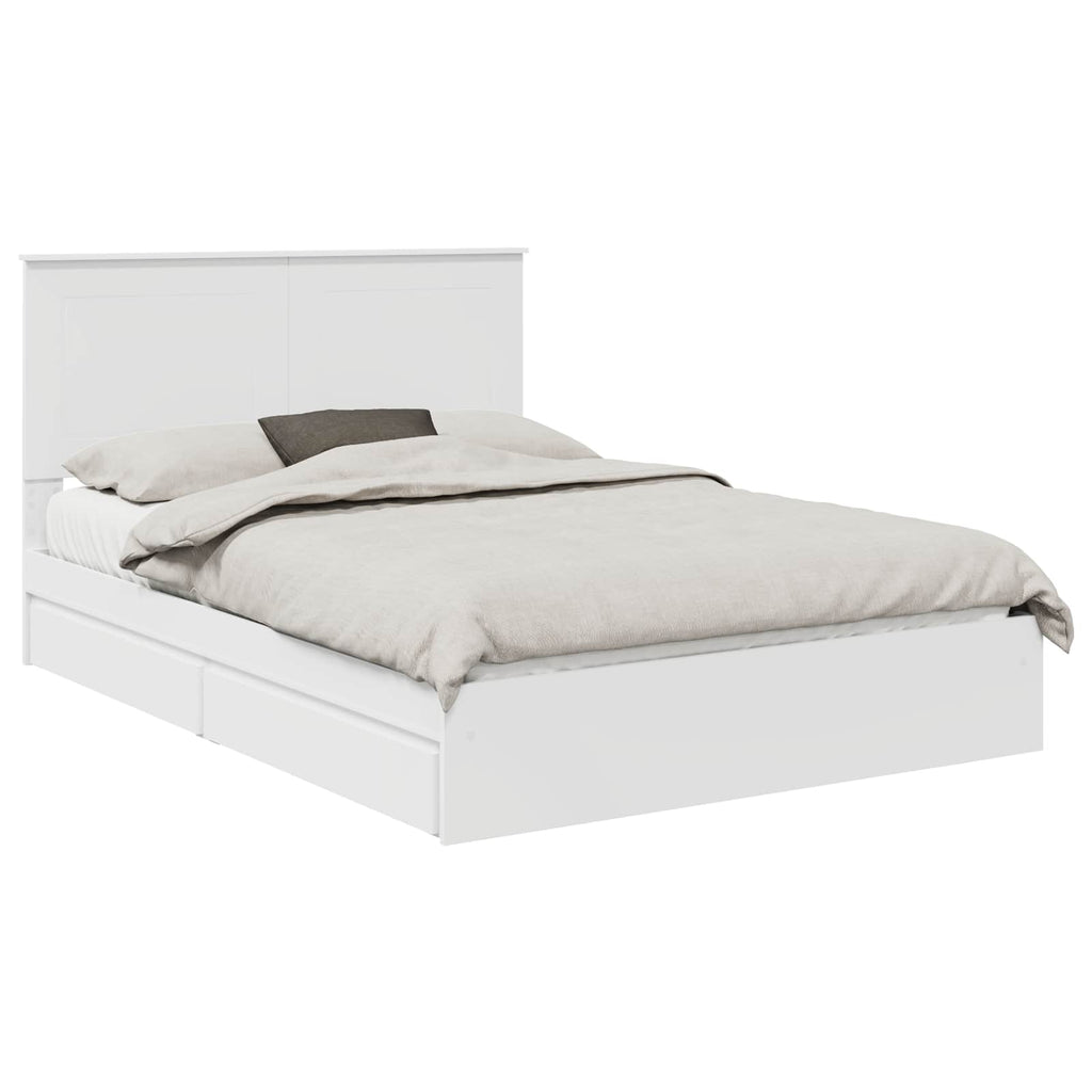Bed Frame with Drawer Manual White 150 x 200 cm Engineered Wood