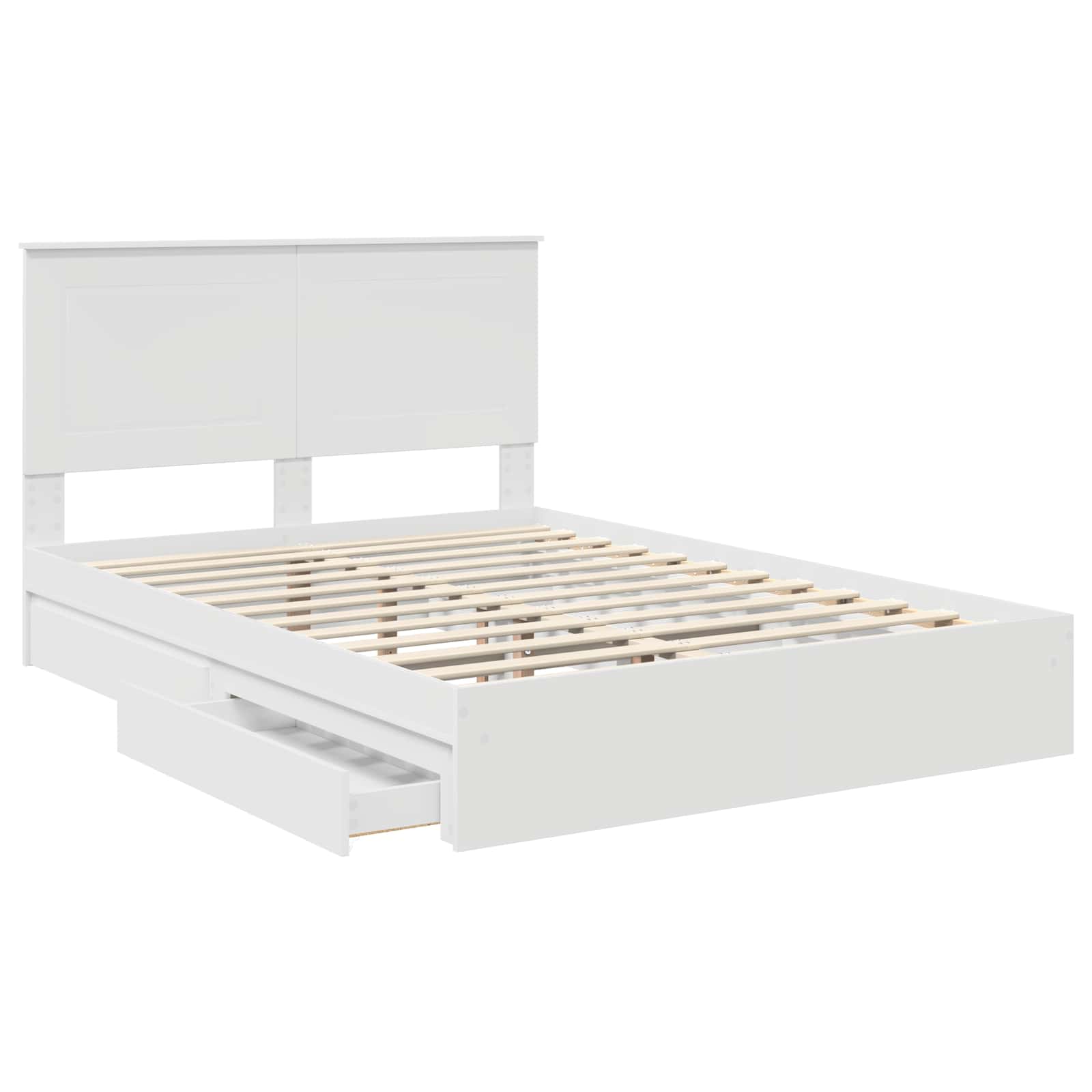 Bed Frame with Drawer Manual White 150 x 200 cm Engineered Wood