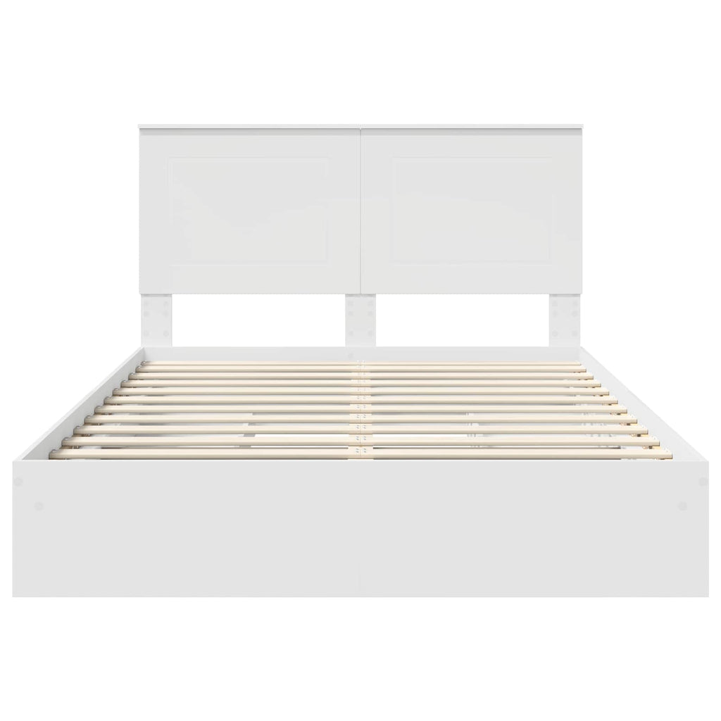 Bed Frame with Drawer Manual White 150 x 200 cm Engineered Wood