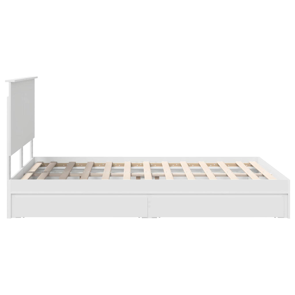 Bed Frame with Drawer Manual White 150 x 200 cm Engineered Wood