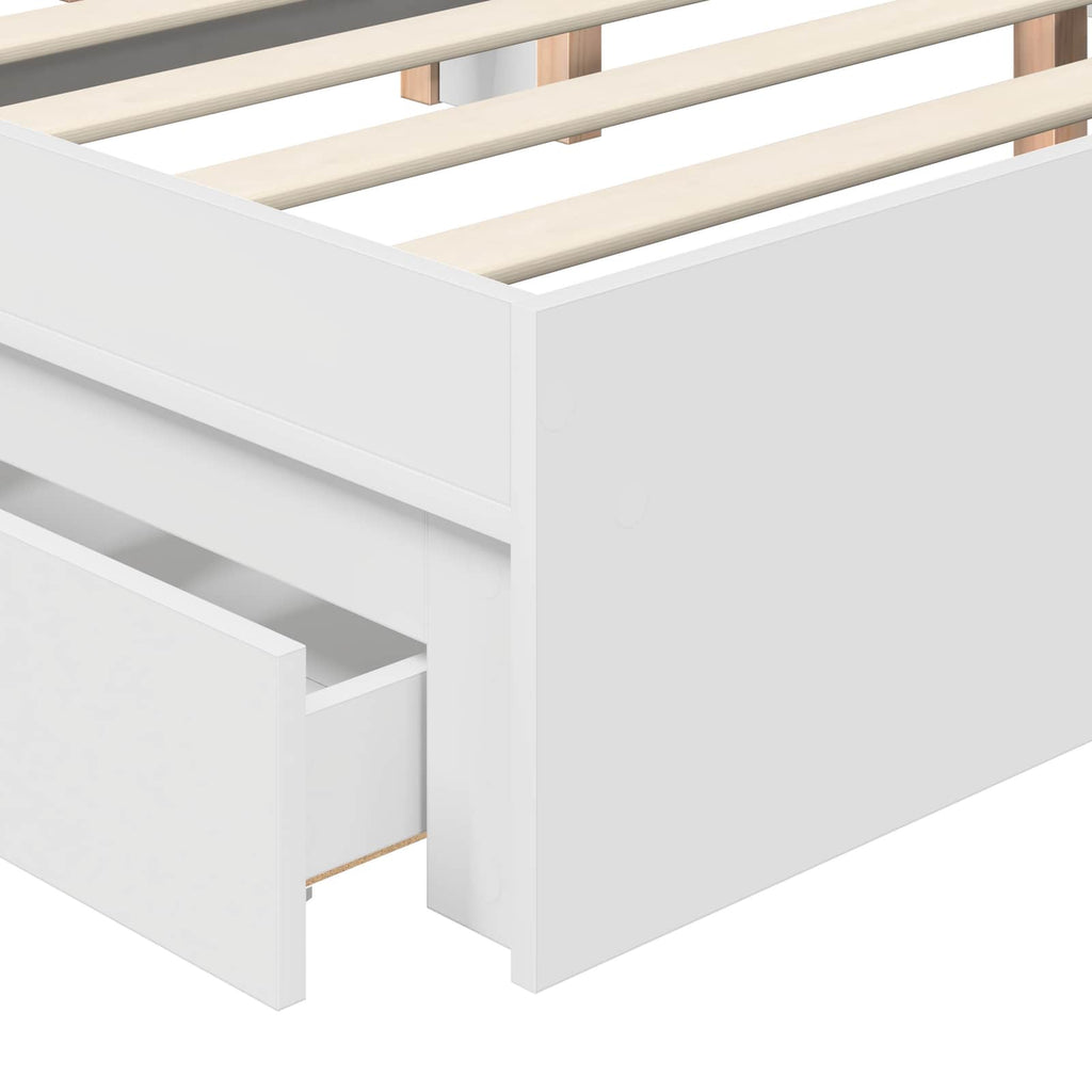 Bed Frame with Drawer Manual White 150 x 200 cm Engineered Wood
