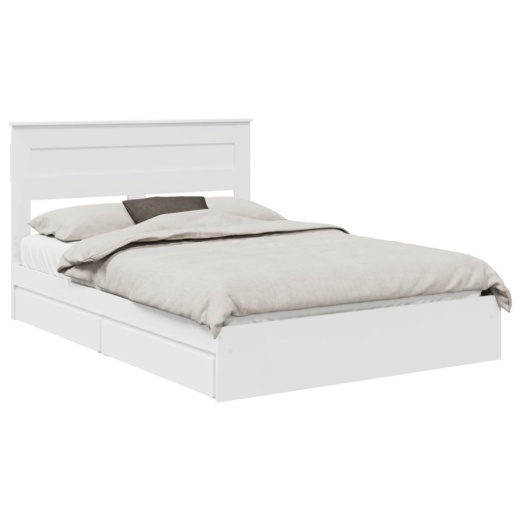 Bed Frame with Drawer Manual White 150 x 200 cm Engineered Wood