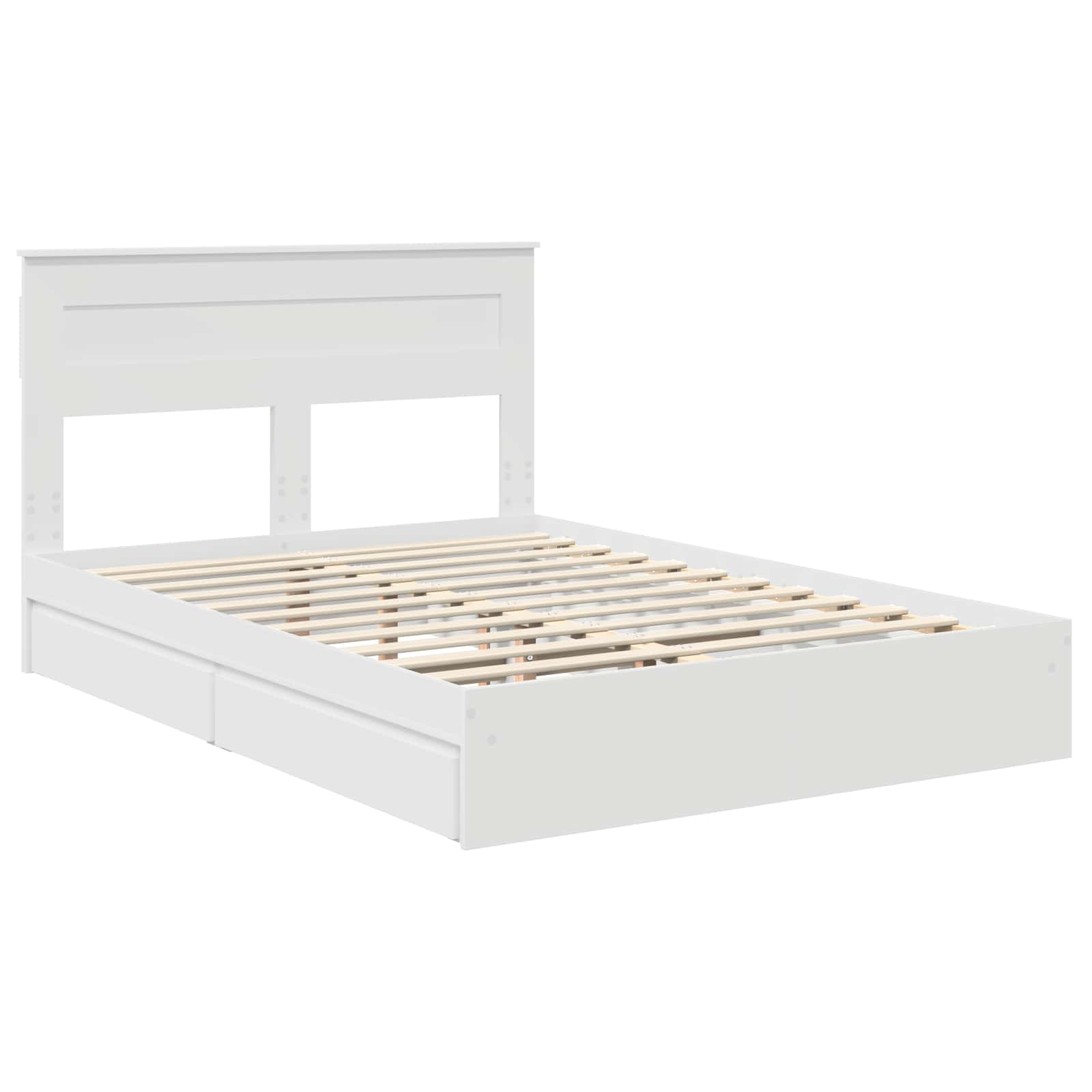 Bed Frame with Drawer Manual White 150 x 200 cm Engineered Wood