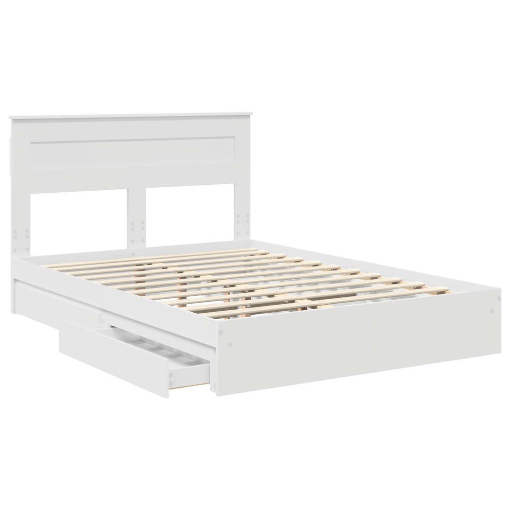Bed Frame with Drawer Manual White 150 x 200 cm Engineered Wood