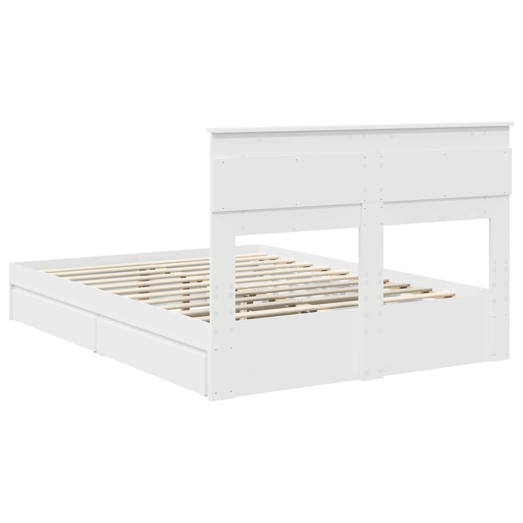 Bed Frame with Drawer Manual White 150 x 200 cm Engineered Wood
