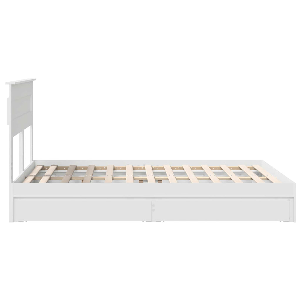 Bed Frame with Drawer Manual White 150 x 200 cm Engineered Wood