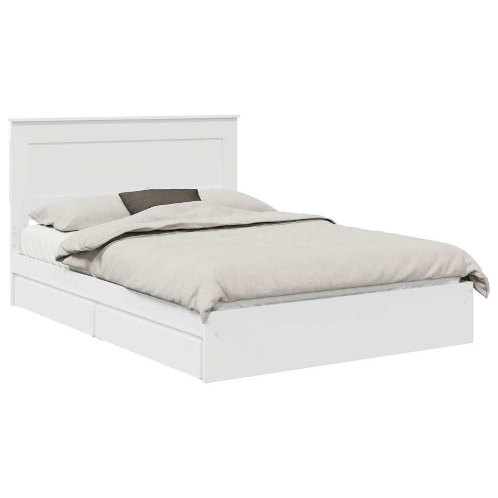 Bed Frame with Drawer Manual White 150 x 200 cm Engineered Wood