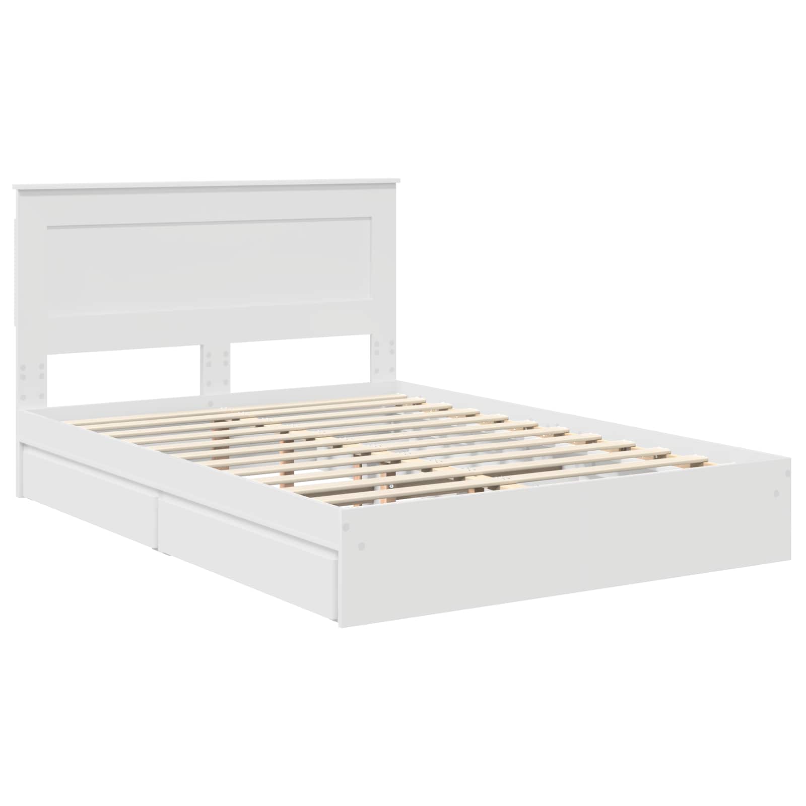 Bed Frame with Drawer Manual White 150 x 200 cm Engineered Wood