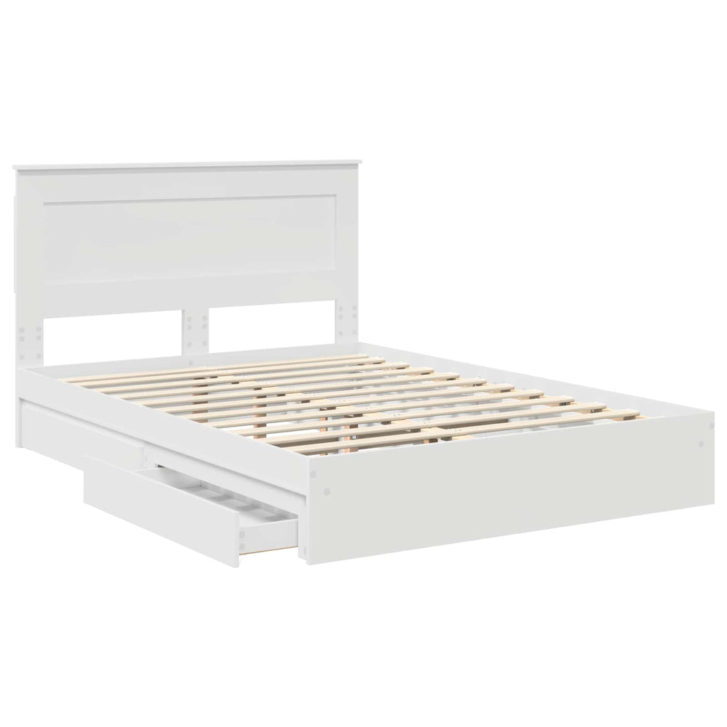 Bed Frame with Drawer Manual White 150 x 200 cm Engineered Wood
