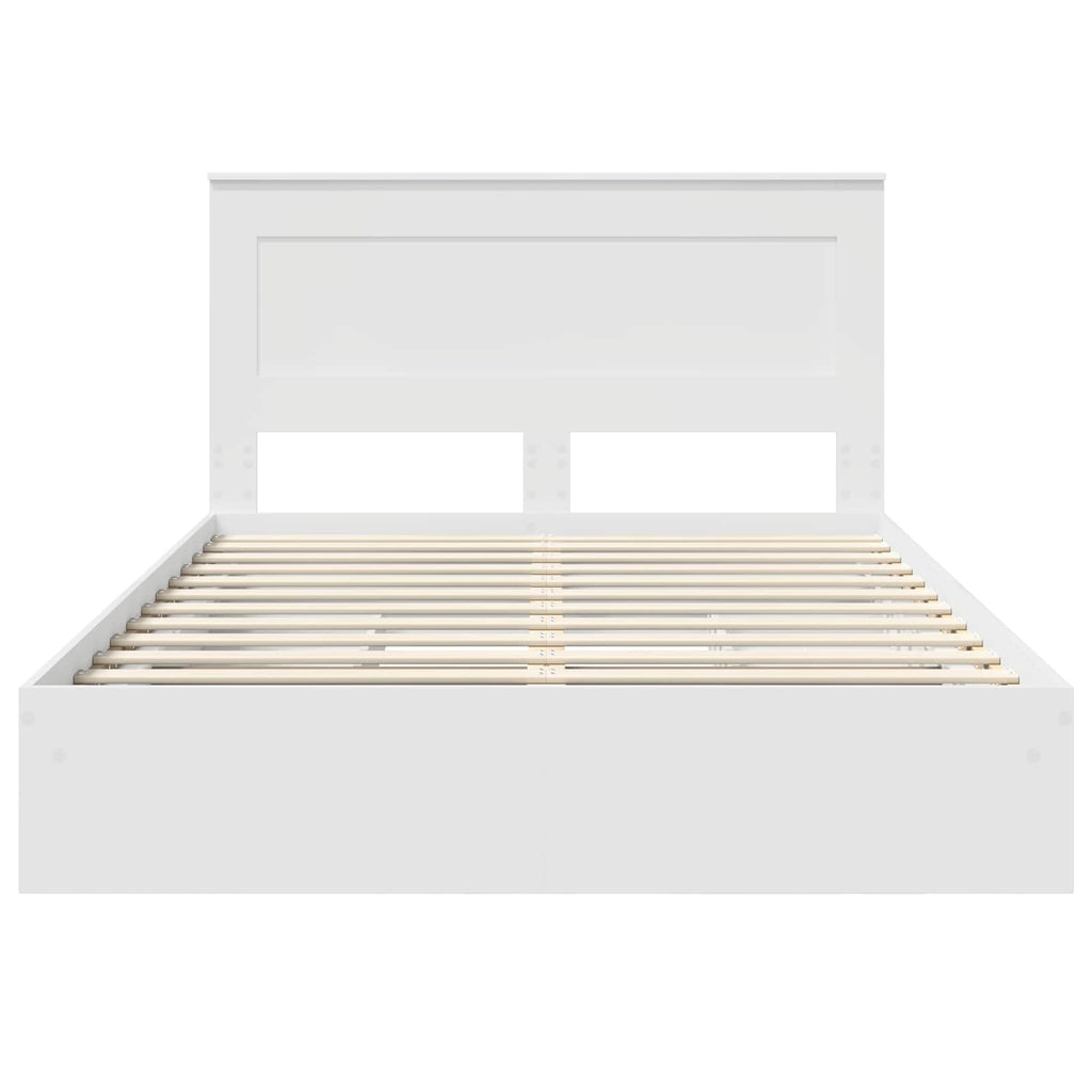 Bed Frame with Drawer Manual White 150 x 200 cm Engineered Wood
