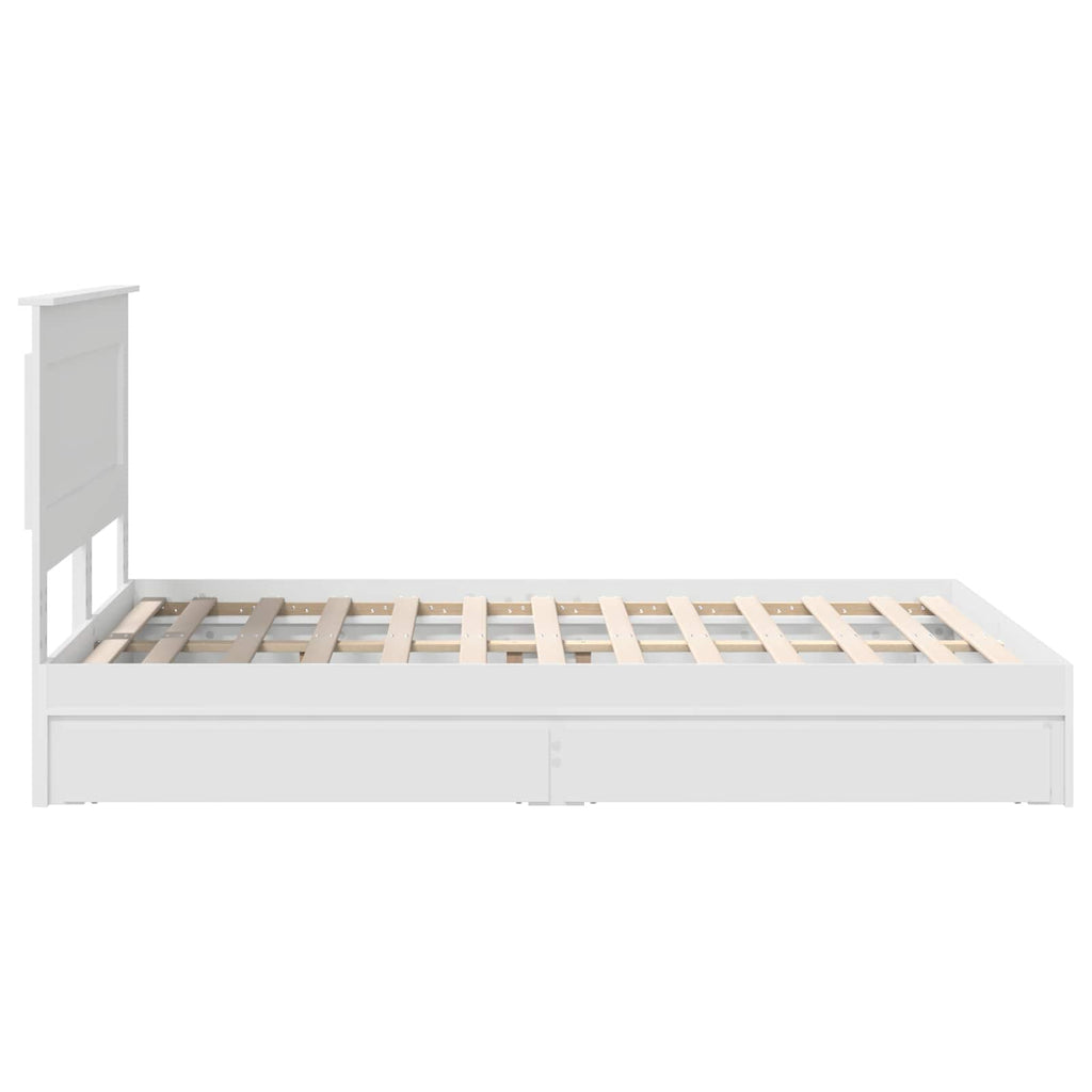 Bed Frame with Drawer Manual White 150 x 200 cm Engineered Wood