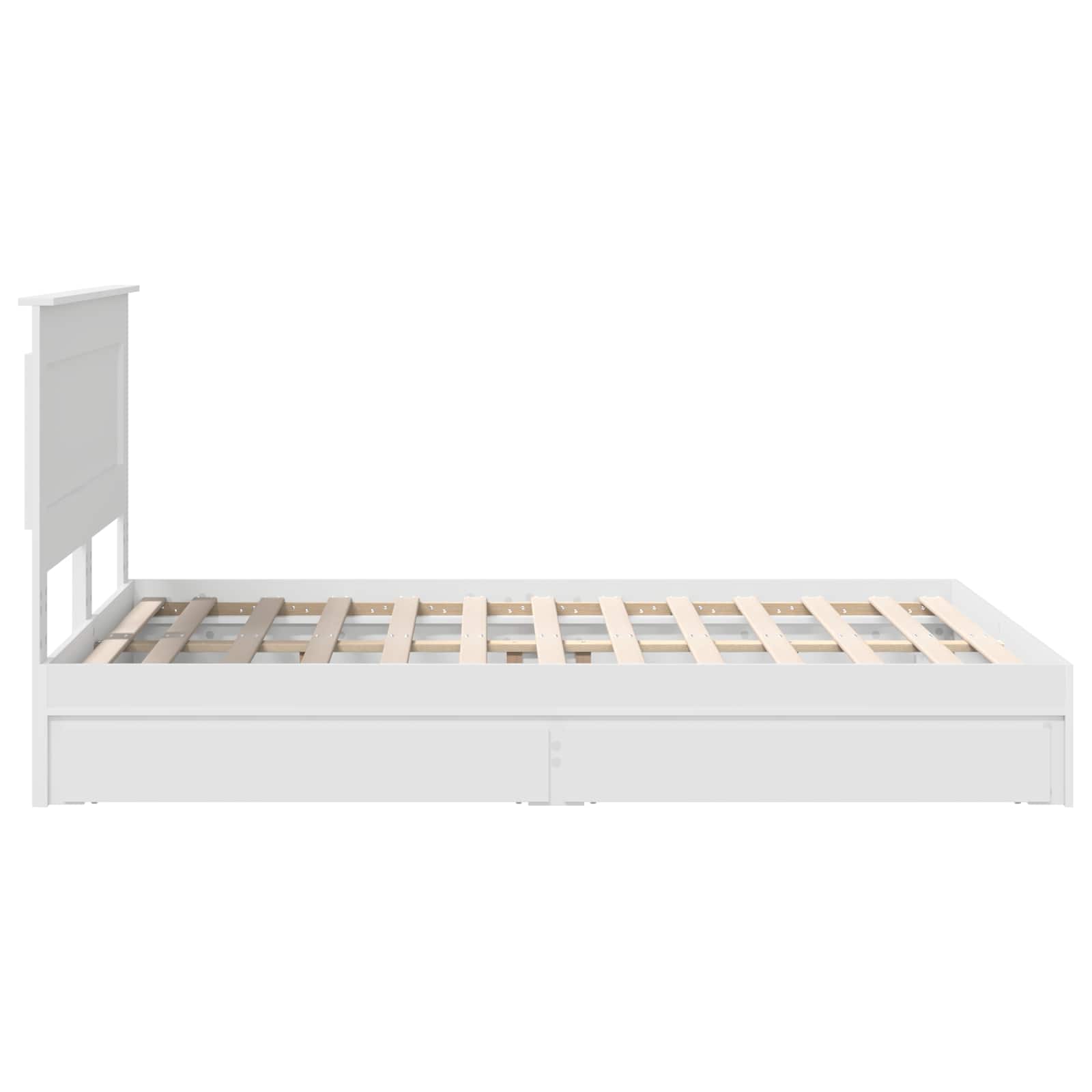 Bed Frame with Drawer Manual White 150 x 200 cm Engineered Wood
