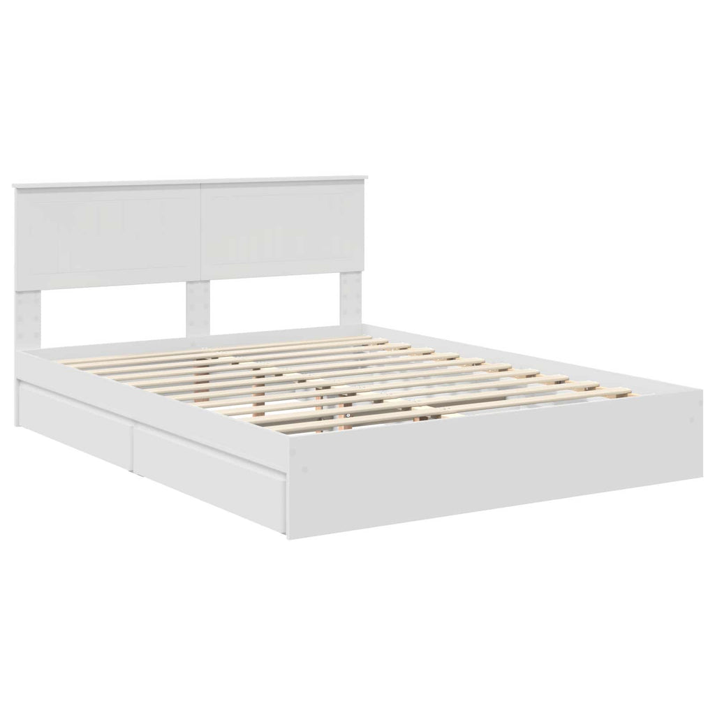 Bed Frame with Drawer Manual White 150 x 200 cm Engineered Wood