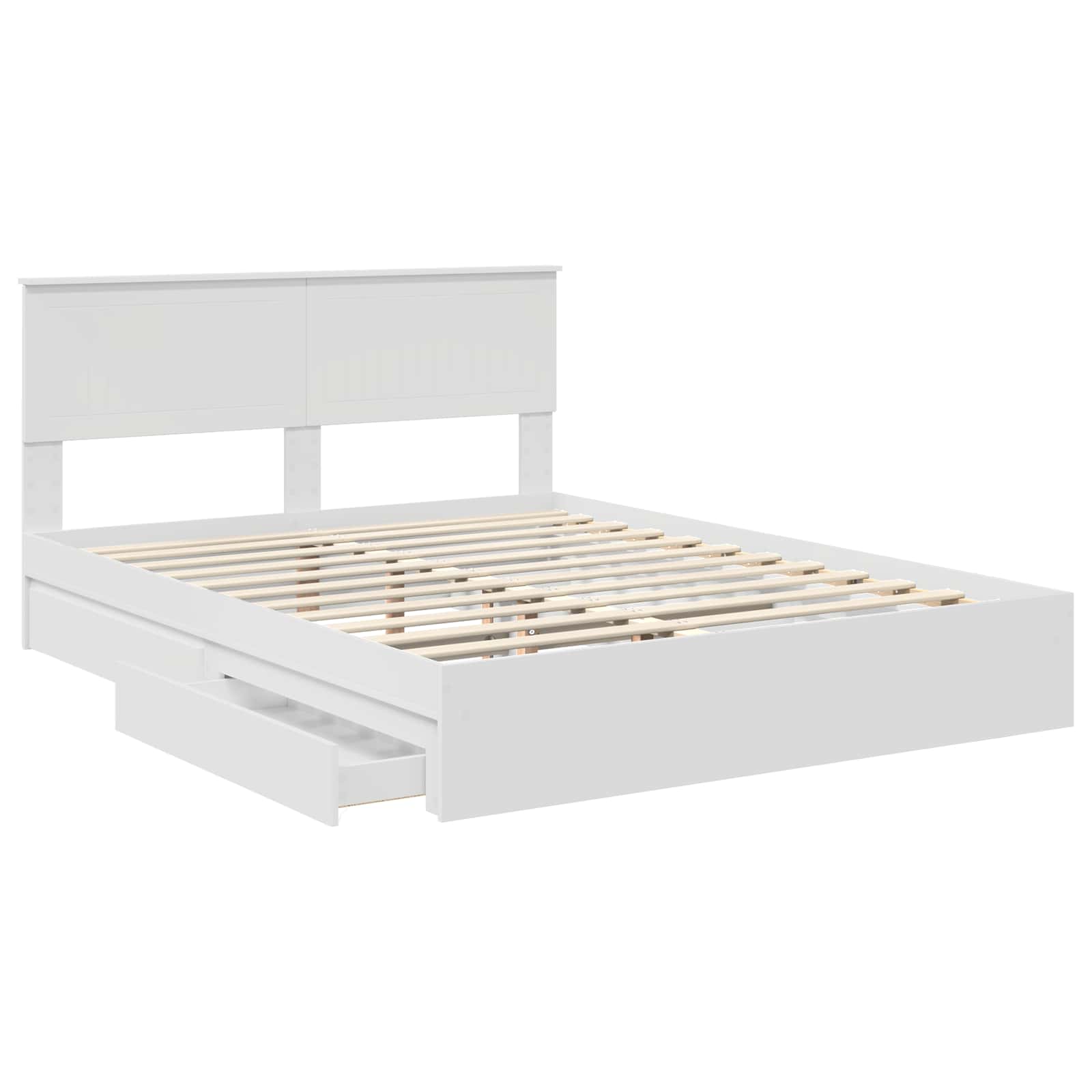 Bed Frame with Drawer Manual White 150 x 200 cm Engineered Wood