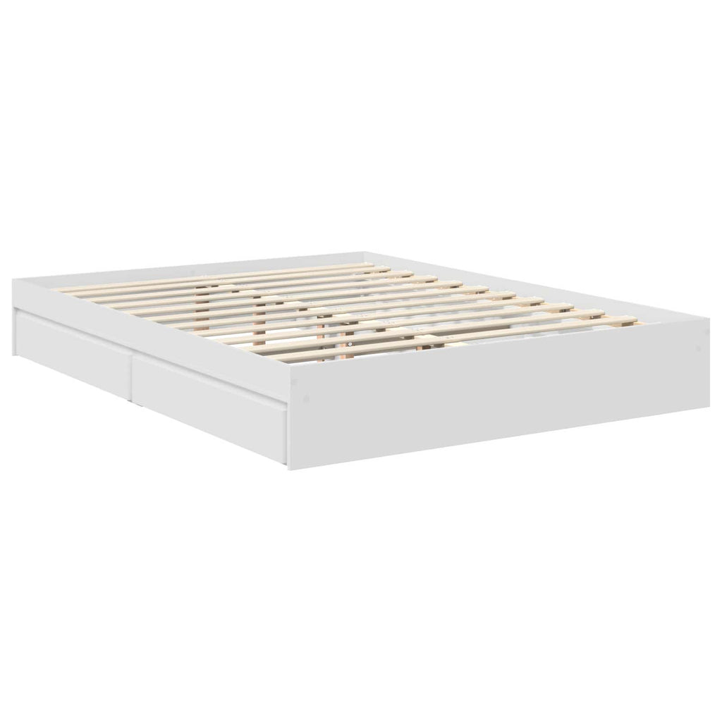 Bed Frame with Drawer Manual White 150 x 200 cm Engineered Wood