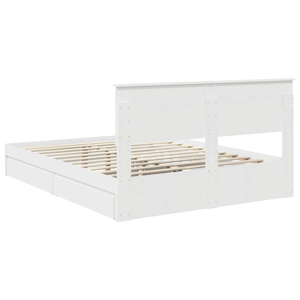 Bed Frame with Drawer Manual White 150 x 200 cm Engineered Wood