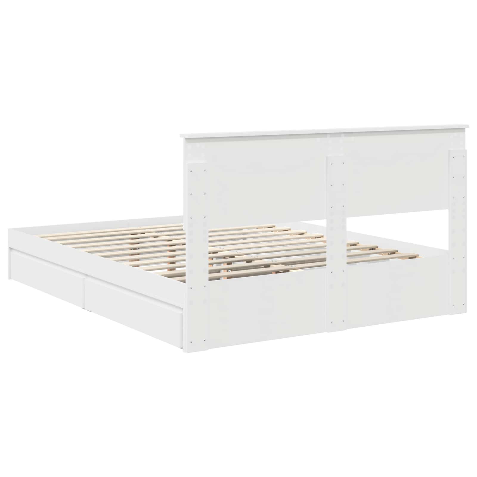 Bed Frame with Drawer Manual White 150 x 200 cm Engineered Wood