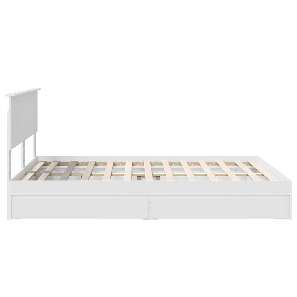 Bed Frame with Drawer Manual White 150 x 200 cm Engineered Wood