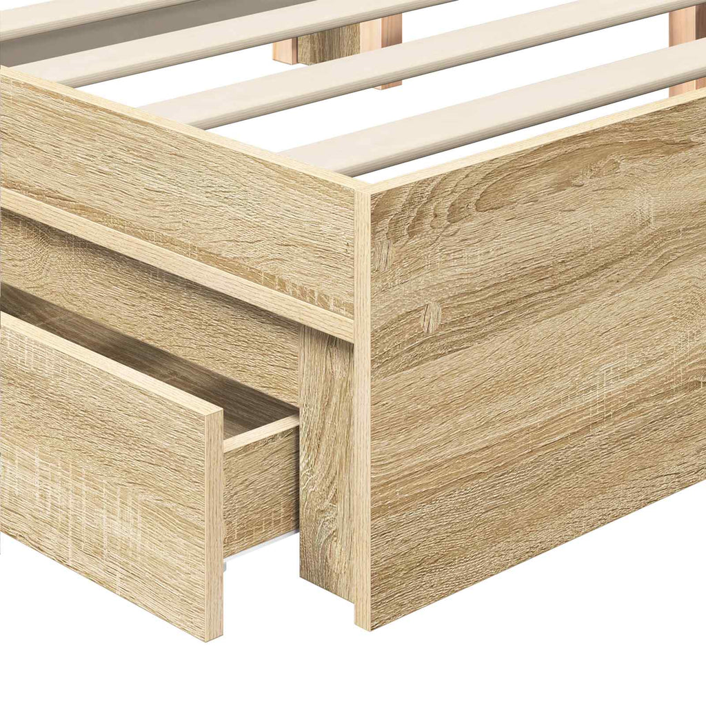 Bed Frame with Drawer Manual White 150 x 200 cm Engineered Wood