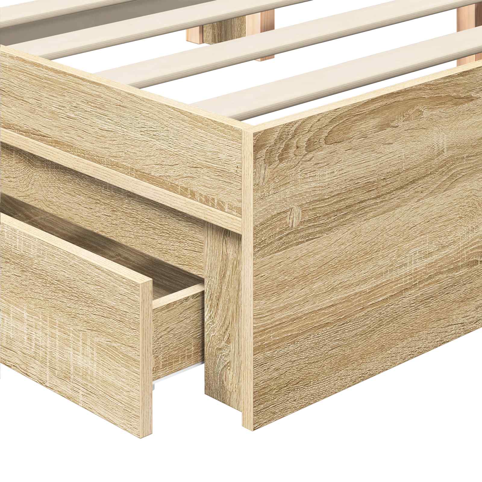 Bed Frame with Drawer Manual White 150 x 200 cm Engineered Wood