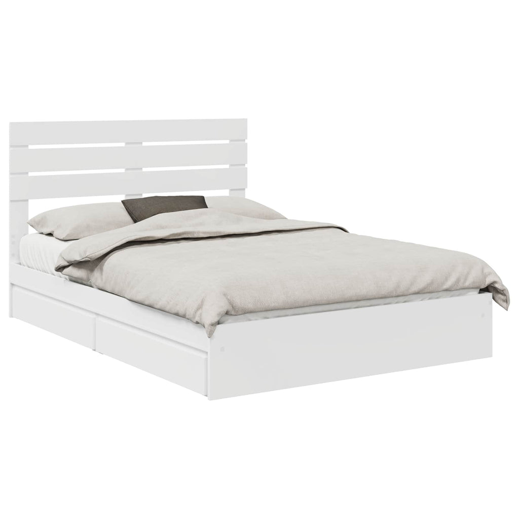 Bed Frame with Drawer Manual White 150 x 200 cm Engineered Wood