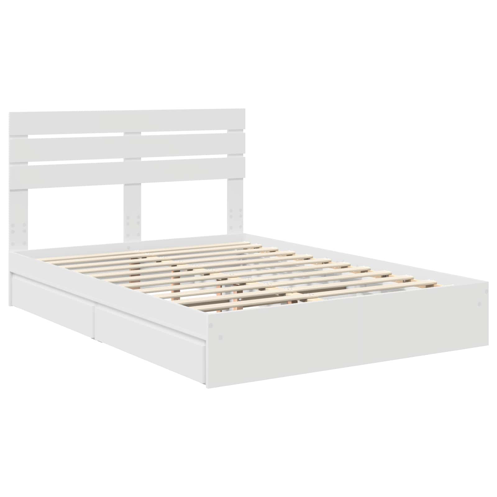 Bed Frame with Drawer Manual White 150 x 200 cm Engineered Wood