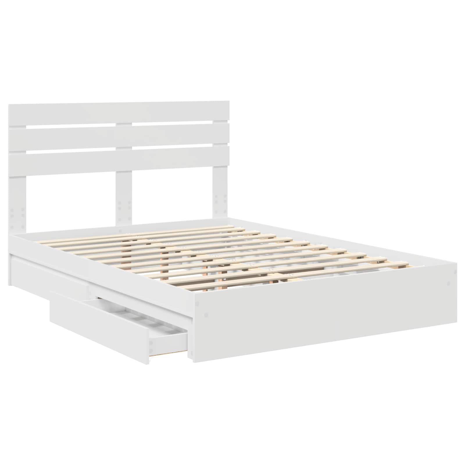 Bed Frame with Drawer Manual White 150 x 200 cm Engineered Wood